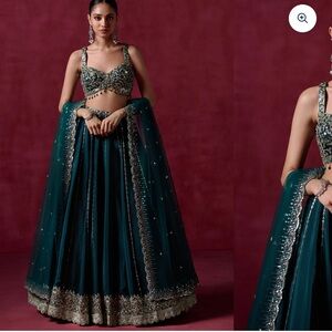 Elegant Teal Lehenga with Embellished Details